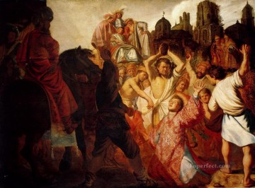 レンブラント・ファン・レイン Painting - 聖イシュトヴァーンの石打ち 1625年 レンブラント